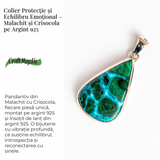 Colier protectie si echilibru emotional - Malachit si Crisocola montura Argint 925 8.35 gr