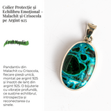 Colier protectie si echilibru emotional - Malachit si Crisocola montura Argint 925 8.35 gr