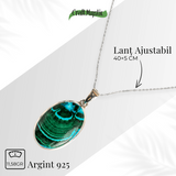 Colier protectie si echilibru emotional - Malachit si Crisocola montura Argint 925 8.35 gr