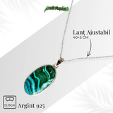 Colier protectie si echilibru emotional - Malachit si Crisocola montura Argint 925 8.35 gr