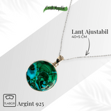Colier protectie si echilibru emotional - Malachit si Crisocola montura Argint 925 8.35 gr