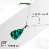 Colier protectie si echilibru emotional - Malachit si Crisocola montura Argint 925 8.35 gr