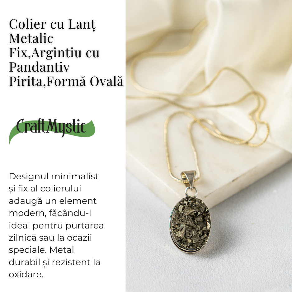 Colier Pirita Ovala - Protectie si Energie Pozitiva