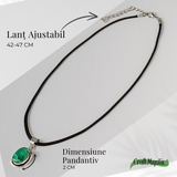 Colier ajustabil cu pandantiv oval din Malachit Natural - Protectie si Echilibru Energetic
