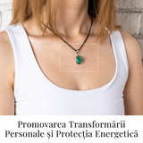 Colier ajustabil cu pandantiv oval din Malachit Natural - Protectie si Echilibru Energetic