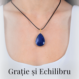 Colier ajustabil cu pandantiv strop de ploaie auriu Lapis Lazuli - Claritate si Intelepciune - Copie