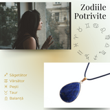 Colier ajustabil cu pandantiv strop de ploaie auriu Lapis Lazuli - Claritate si Intelepciune - Copie