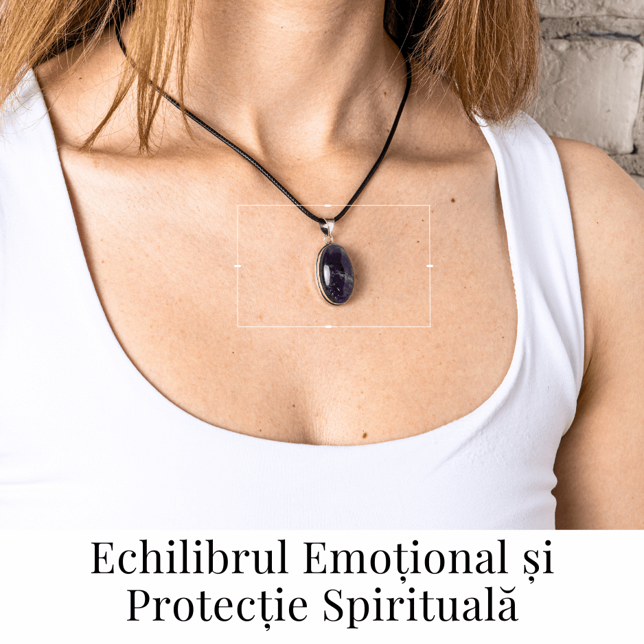 Colier ajustabil cu pandantiv oval din Ametist Natural - Claritate Mentala si Echilibru Spiritual