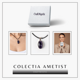 Colier ajustabil cu pandantiv oval din Ametist Natural - Claritate Mentala si Echilibru Spiritual