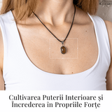 Colier cu pandantiv oval din Ochi de Tigru Natural - Protectie si Curaj