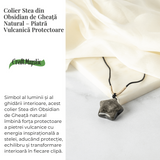 Colier Stea din Obsidian de Gheata Natural cu Snur Reglabil - Protectie si Claritate Interioara