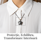 Colier Stea din Obsidian de Gheata Natural cu Snur Reglabil - Protectie si Claritate Interioara