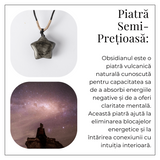 Colier Stea din Obsidian de Gheata Natural cu Snur Reglabil - Protectie si Claritate Interioara