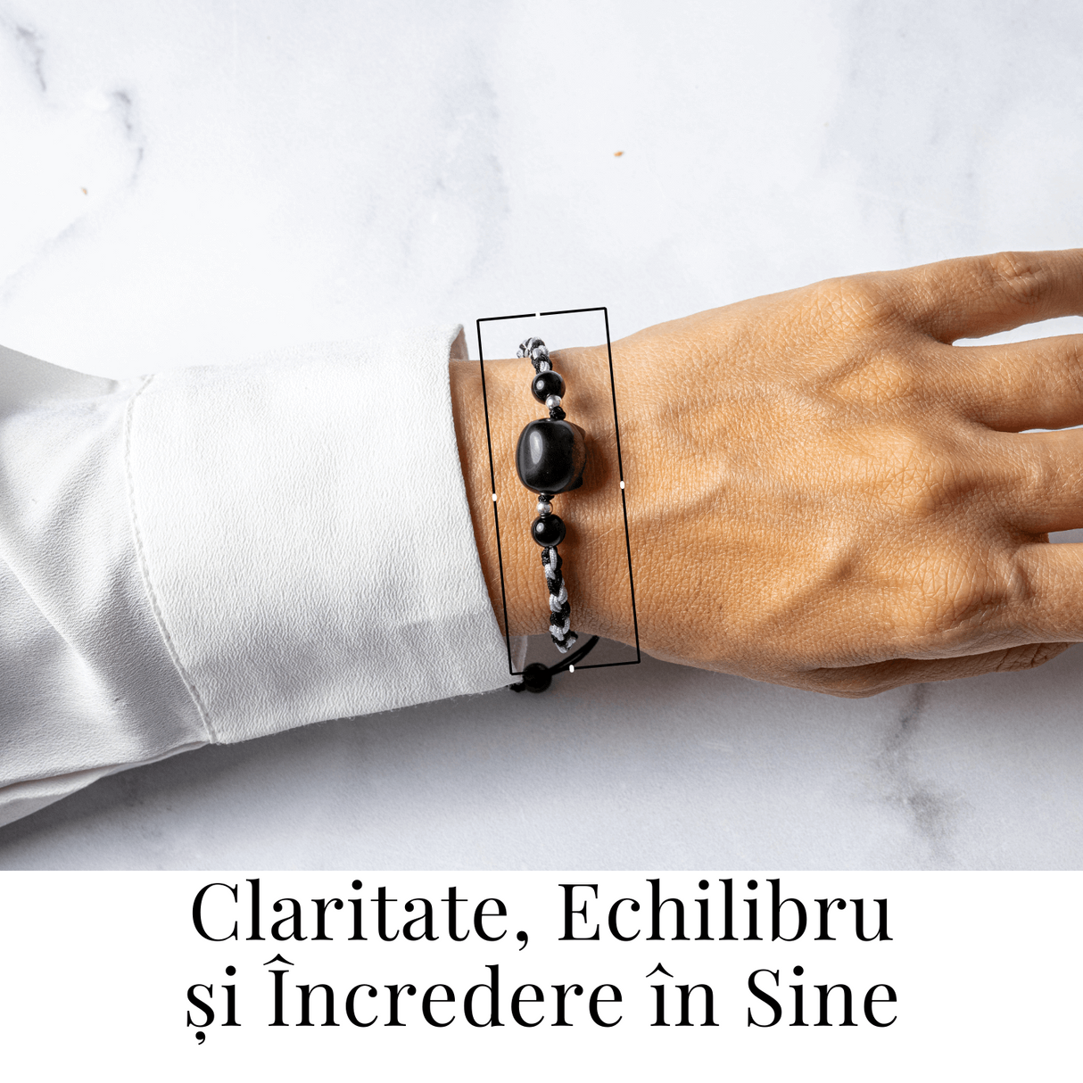 Bratara Ajustabila cu Pisica din Obsidian de Gheata si Agata Neagra Naturala - Talisman al Protectiei si Claritatii