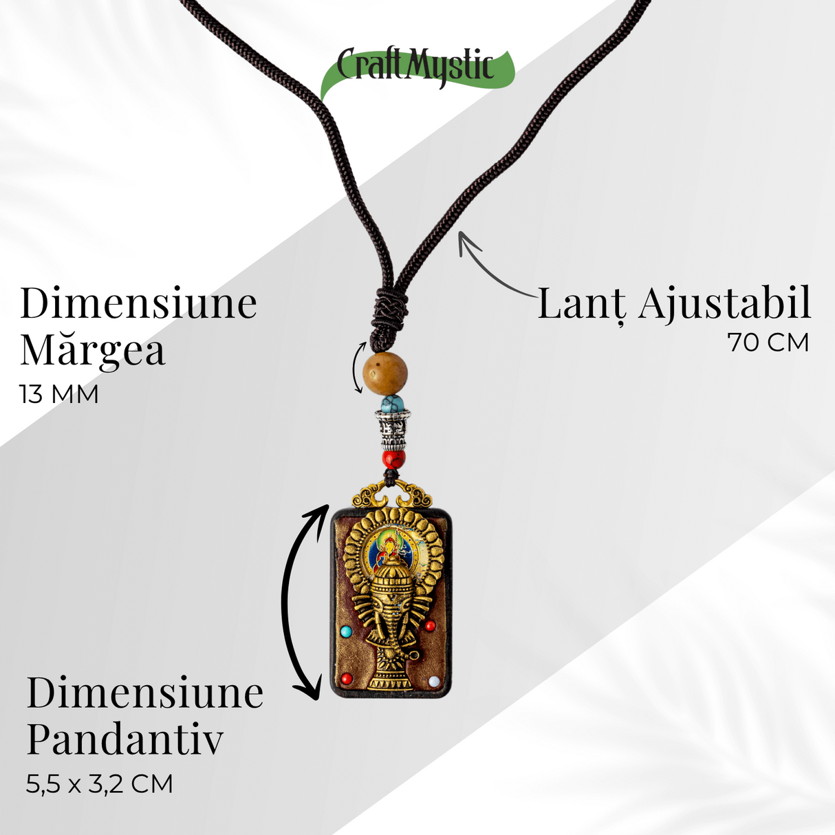 Colier Thangka Nepalez din Lemn de Abanos cu Ganesha - Protectie, Intelepciune si Noi Inceputuri