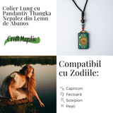 Colier Thangka Nepalez din Lemn cu Leul de Zapada - Curaj, Protectie si Echilibru Divin
