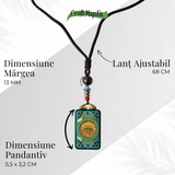 Colier Thangka Nepalez din Lemn cu Leul de Zapada - Curaj, Protectie si Echilibru Divin