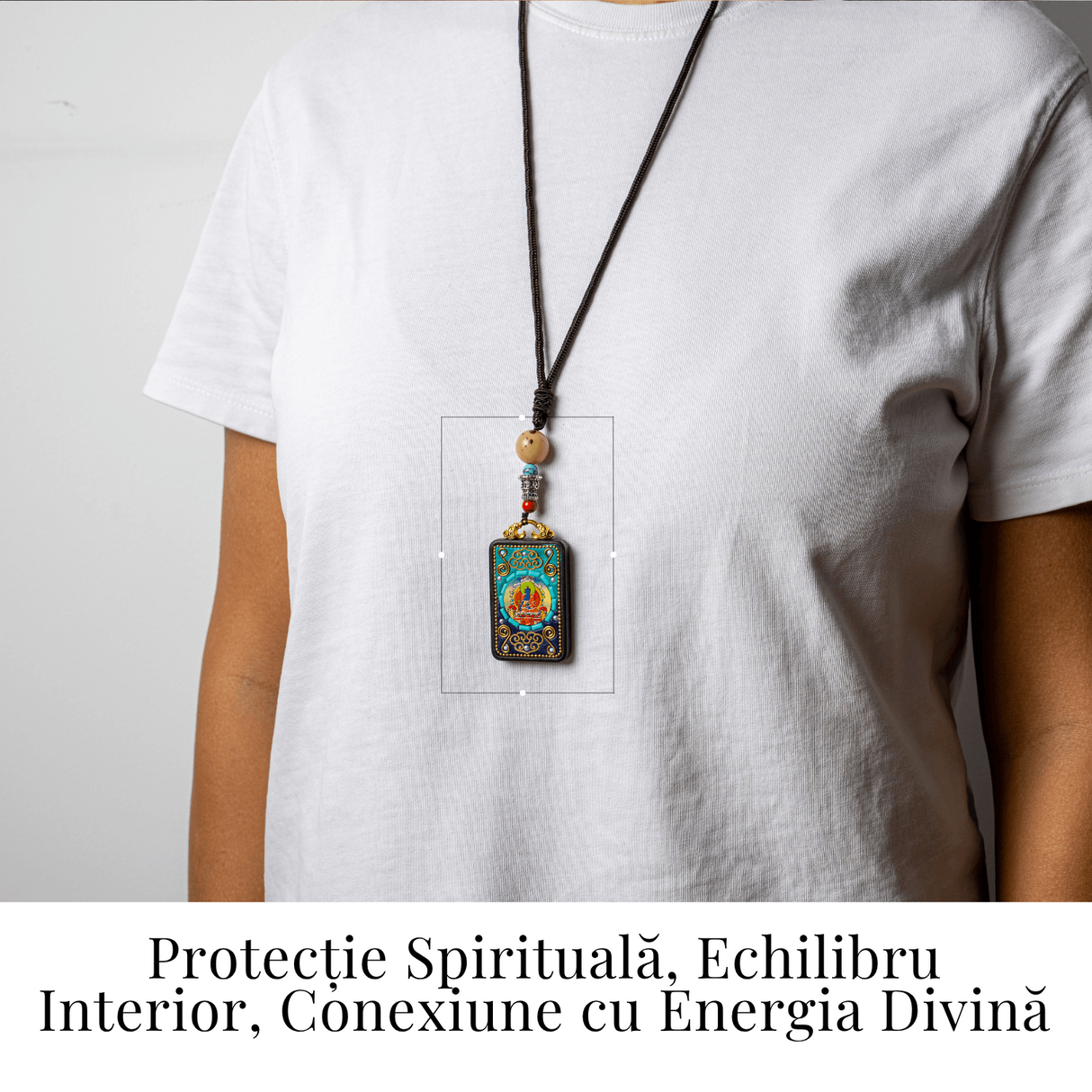 Colier Thangka Nepalez din Lemn de Abanos cu Buddha Shakyamuni - Protectie Spirituala si Claritate Interioara