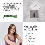 Colier Titanium cu Calcedonie Mov Dreptunghiulara - Armonie, Liniște si Eleganta Subtila