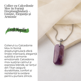 Colier Titanium cu Calcedonie Mov Dreptunghiulara - Armonie, Liniște si Eleganta Subtila