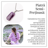 Colier Titanium cu Calcedonie Mov Dreptunghiulara - Armonie, Liniște si Eleganta Subtila
