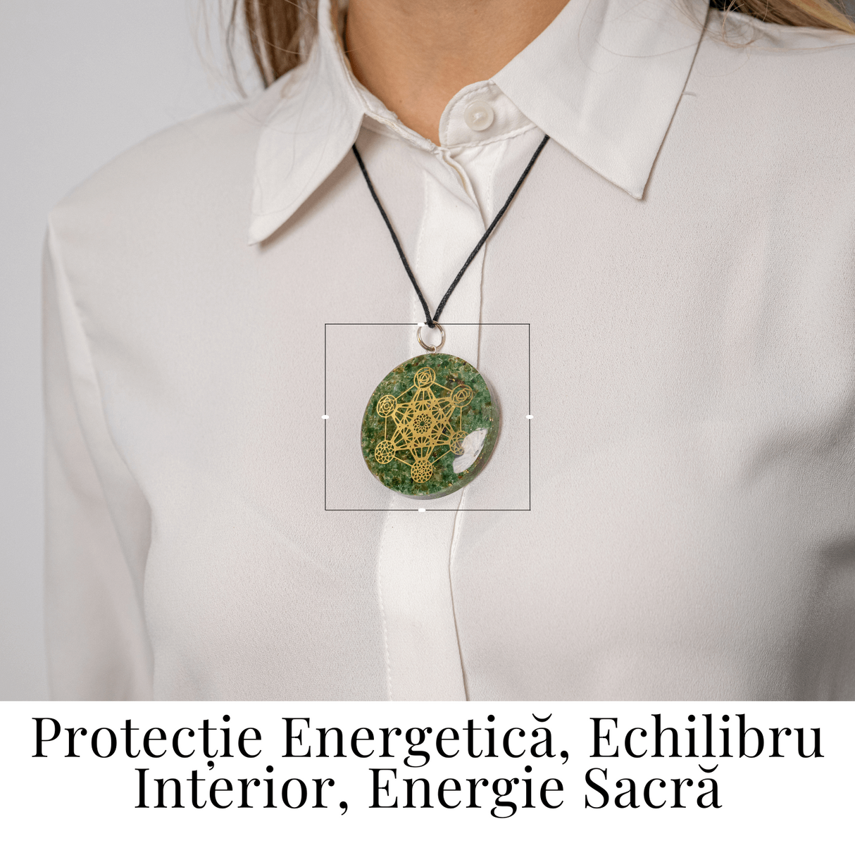 Pandantiv Orgon Verde cu Simbol Metatron - Protectie Energetica, Echilibru si Conexiune Sacra