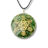 Pandantiv Orgon Verde cu Simbol Metatron - Protectie Energetica, Echilibru si Conexiune Sacra
