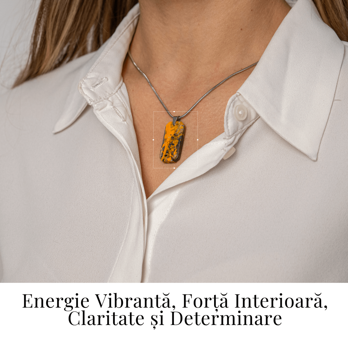 Colier Titanium cu Jasp Bondar Dreptunghiular - Energie Vibranta si Forta Interioara