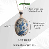 Colier cu piatra de Azurit si Argint 925, 8.76 gr - Claritate Mentala si Intuitie Amplificata