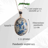 Colier cu piatra de Azurit si Argint 925, 8.76 gr - Claritate Mentala si Intuitie Amplificata