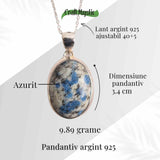 Colier cu piatra de Azurit si Argint 925, 8.76 gr - Claritate Mentala si Intuitie Amplificata