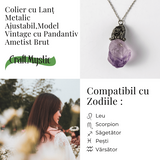 Colier vintage varf Ametist Brut - Claritate Mentala si Protectie