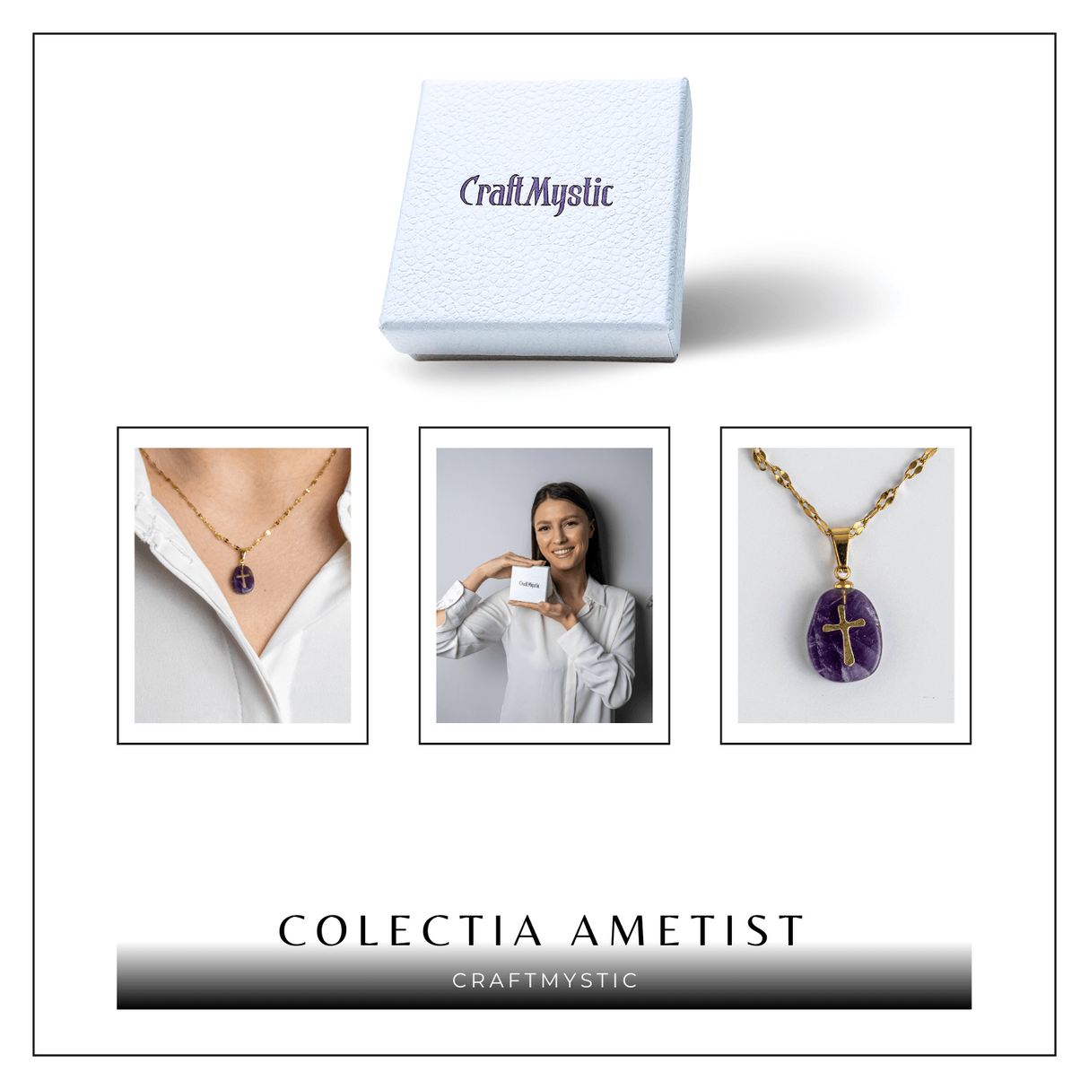 Bijuterie pentru Claritate si Conectare Divina - Colier Cruce cu Ametist