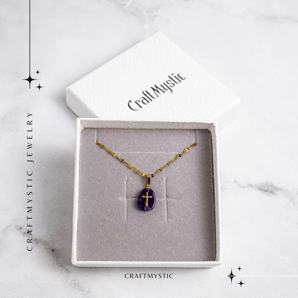 Bijuterie pentru Claritate si Conectare Divina - Colier Cruce cu Ametist
