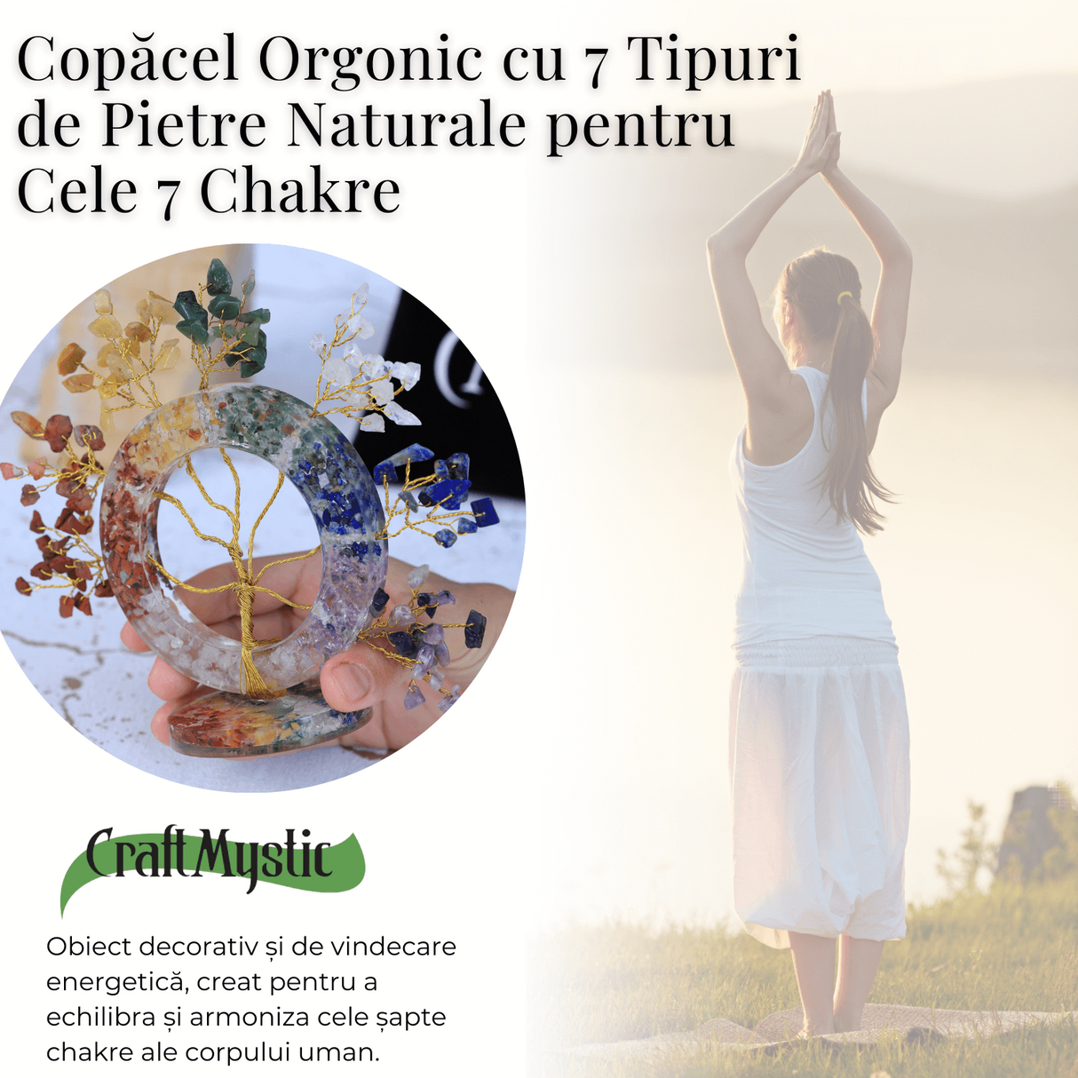 Copacel Orgonic Cu 7 Tipuri De Pietre Naturale - Armonie Si Energie