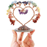 Copac pietre semipretioase 7 chakra in forma de inima - Decor cristal feng shui, accesorii premium pentru birou