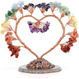 Copac pietre semipretioase 7 chakra in forma de inima - Decor cristal feng shui, accesorii premium pentru birou