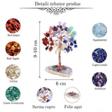 Mini Copacel pietre semipretioase 7 chakra pe felie de agat - decor cristal feng shui, accesorii pentru birou, cristale pentru meditatie