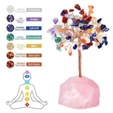 Copacel 12-13 cm din 7 pietre naturale Chakra si baza din cristal natural Cuart Roz pentru noroc si prosperitate