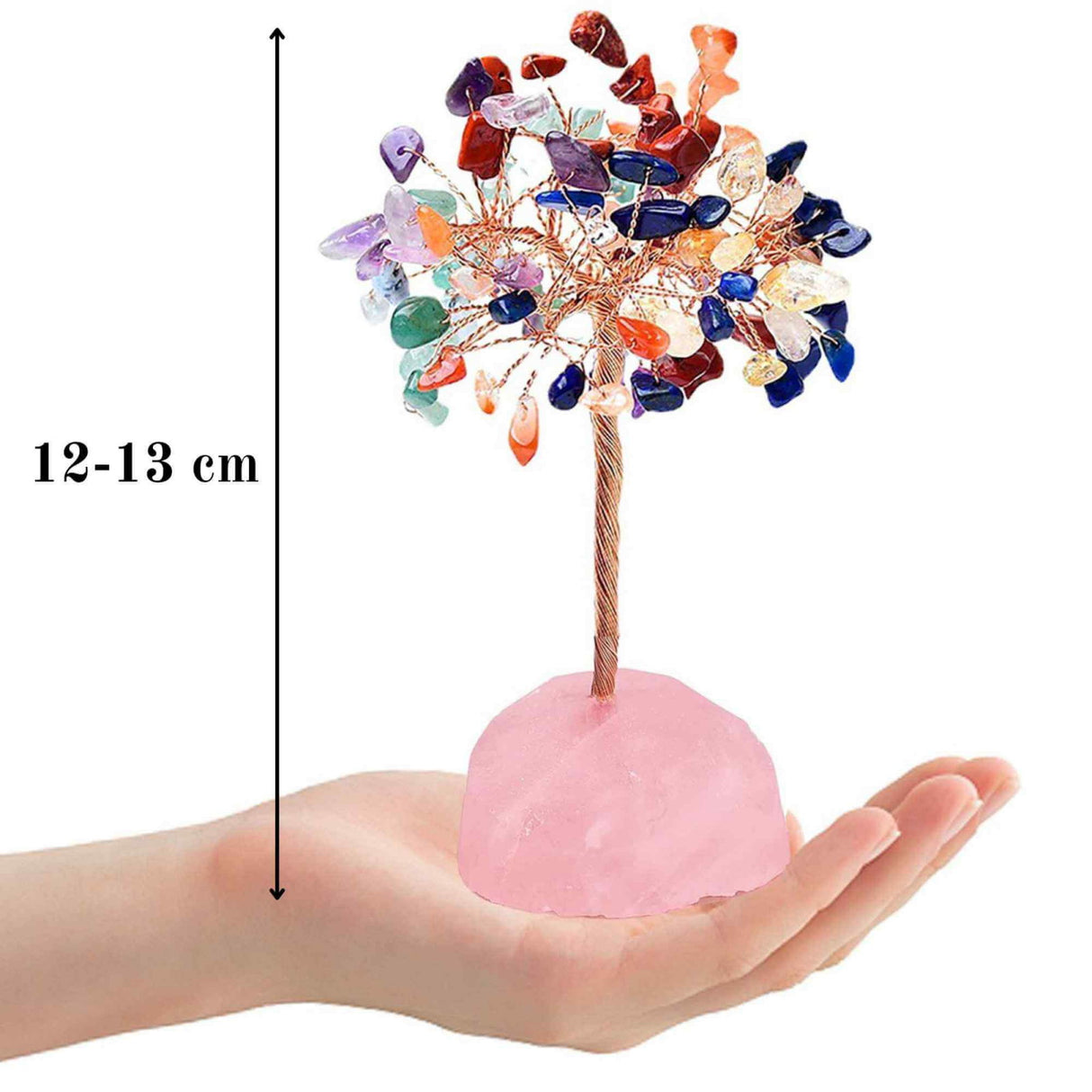 Copacel 12-13 cm din 7 pietre naturale Chakra si baza din cristal natural Ametist pentru noroc si prosperitate