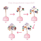 Copacel 12-13 cm din 7 pietre naturale Chakra si baza din cristal natural Ametist pentru noroc si prosperitate