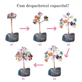 Copacel 12-13 cm din 7 pietre naturale Chakra si baza din cristal natural Ametist pentru noroc si prosperitate