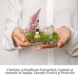 Suport Lumanare cu Cuart Transparent – Claritate, Lumină si Energie Festiva