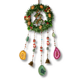 Coronita de Craciun cu Aventurin Verde, Jasp Rosu si Agat - Arborele Prosperitatii si Magiei Festive