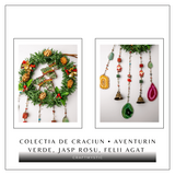 Coronita de Craciun cu Aventurin Verde, Jasp Rosu si Agat - Arborele Prosperitatii si Magiei Festive