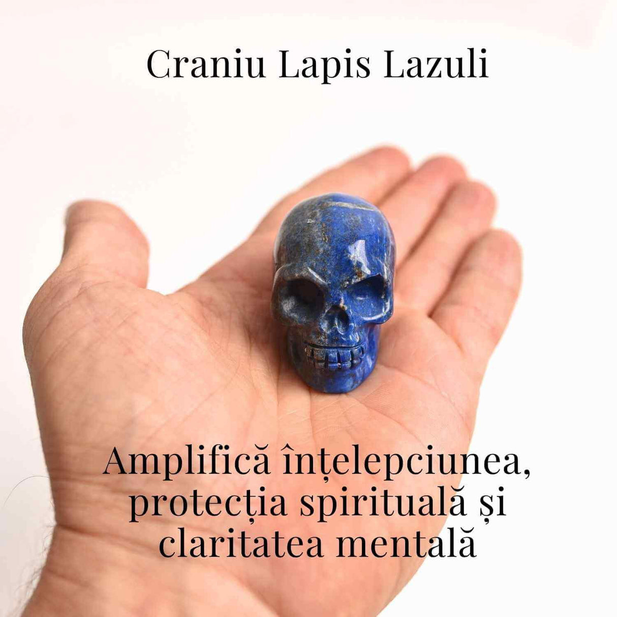 Craniu Sculptat Manual din Lapis Lazuli - Claritate si Protectie