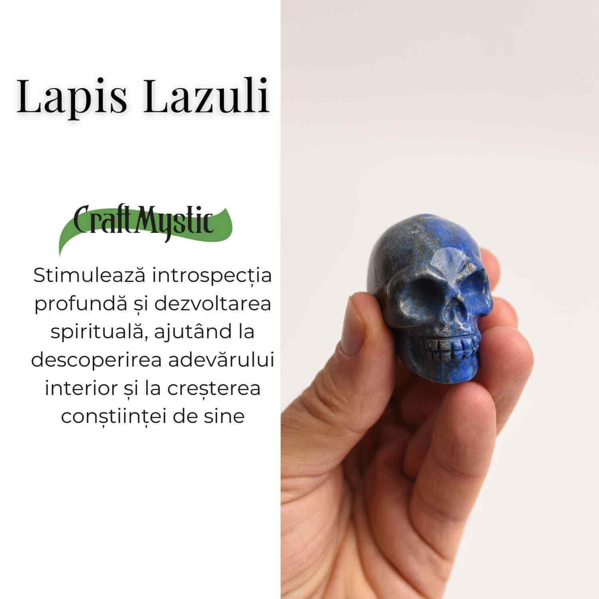Craniu Sculptat Manual din Lapis Lazuli - Claritate si Protectie