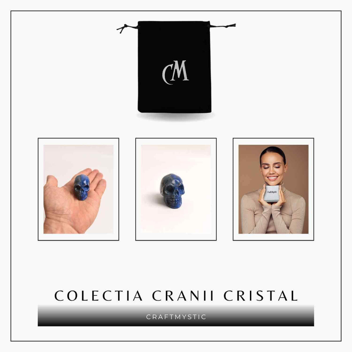 Craniu Sculptat Manual din Lapis Lazuli - Claritate si Protectie