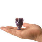 Figurina 5 cm inger din cristal vindecator Ametist - Sculptura manuala din piatra naturala lustruita - Decor pentru camera birou cu energie reiki pentru femei barbati
