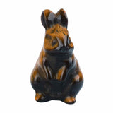 Figurina 4 cm cu forma de iepure sculptata manual din Obsidian natural - Cristale si pietre vindecatoare semipretioase cu animale